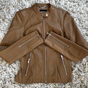 Camel color Express Faux leather jacket. Size XS.